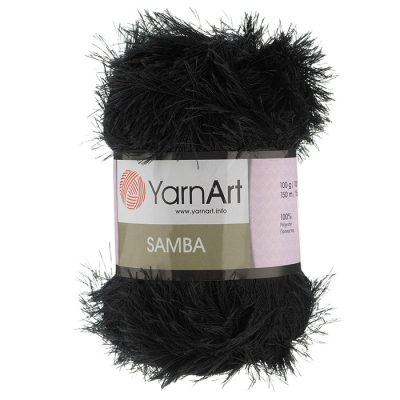 Пряжа Травка (YarnArt Samba), 100 г / 110 м, 0002 черный в интернет-магазине Швейпрофи.рф