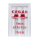 Иглы быт. маш. ORGAN 130/705Н № 75/2,5 двойные стрейч (уп. 2 шт.)