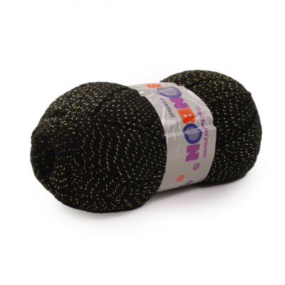 Пряжа Бонбон Фестивал (Bonbon Festival Nako), 100 г / 300 м 98206-A чёрный/золото в интернет-магазине Швейпрофи.рф