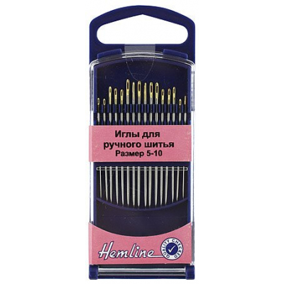 Иглы ручные Hemline 288G.510 для шитья острые №5-10 (наб. 16 шт.) в интернет-магазине Швейпрофи.рф