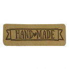 Нашивка кожаная «Hand made» 1,8*5,5 см прямоугольник 900560 бежевый