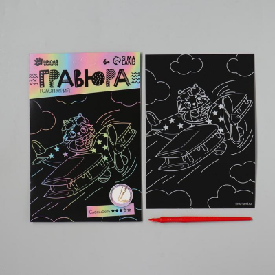 Гравюра Школа Талантов 5751094 «Тигренок на самолете» 14,5*21 см Гр с эффектом голография в интернет-магазине Швейпрофи.рф