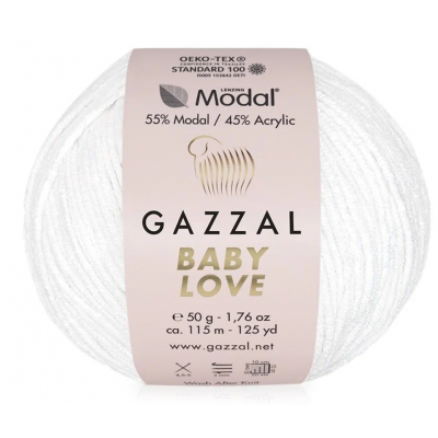 Пряжа Бэби Лав  (Baby Love Gazzal ), 50 г / 115 м 1628 белый в интернет-магазине Швейпрофи.рф