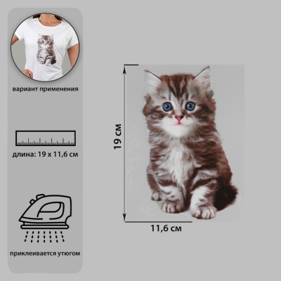 Термотрансфер 7339262 «Котенок» 11,6*19 см в интернет-магазине Швейпрофи.рф