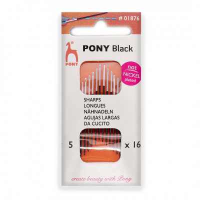Иглы ручные PONY 01876 № 5 BLACK Sharps универс. белое ушко (наб.16 шт.) в интернет-магазине Швейпрофи.рф