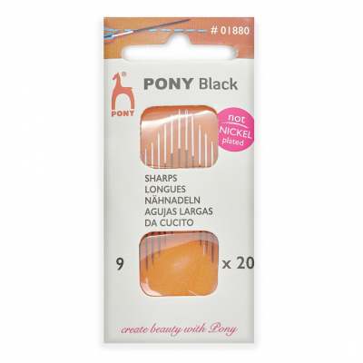 Иглы ручные PONY 01880 № 9 BLACK Sharps универс. белое ушко (наб.20 шт.) в интернет-магазине Швейпрофи.рф
