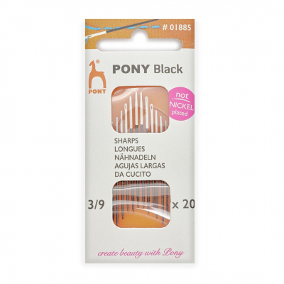 Иглы ручные PONY 01885 № 3-9 BLACK Sharps универс. белое ушко (наб.20 шт.) в интернет-магазине Швейпрофи.рф