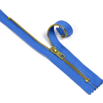 Молния Т5 джинс. авт. MaxZipper. 18 см золото/213 василек в интернет-магазине Швейпрофи.рф