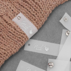 Нашивка кожаная «Hand made» 1,5*7 см бирка с кнопкой 625632 серебряный