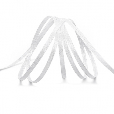Лента атласная 3 мм (рул. 100 м)  двухсторонняя  №001 белый в интернет-магазине Швейпрофи.рф