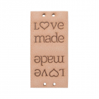 Нашивка кожаная «Love made» 1,9*3,8 см 628729 бежевый