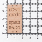 Нашивка кожаная «Love made» 1,9*3,8 см 628729 бежевый в интернет-магазине Швейпрофи.рф