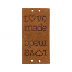 Нашивка кожаная «Love made» 1,9*3,8 см 628729 коричневый
