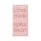 Нашивка кожаная «Love made» 1,9*3,8 см 628729 розовый