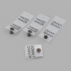 Нашивка силиконовая «Hand made» 2*6 см бирка с кнопкой 628723 белый/черный